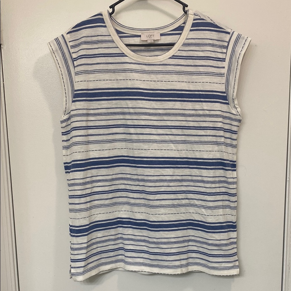 LOFT Blue and Gray Sleeveless Muscle Tee